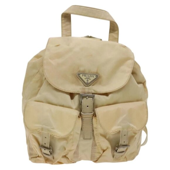 PRADA Backpack Nylon Beige Silver Auth bs27129 - Picture 12 of 16